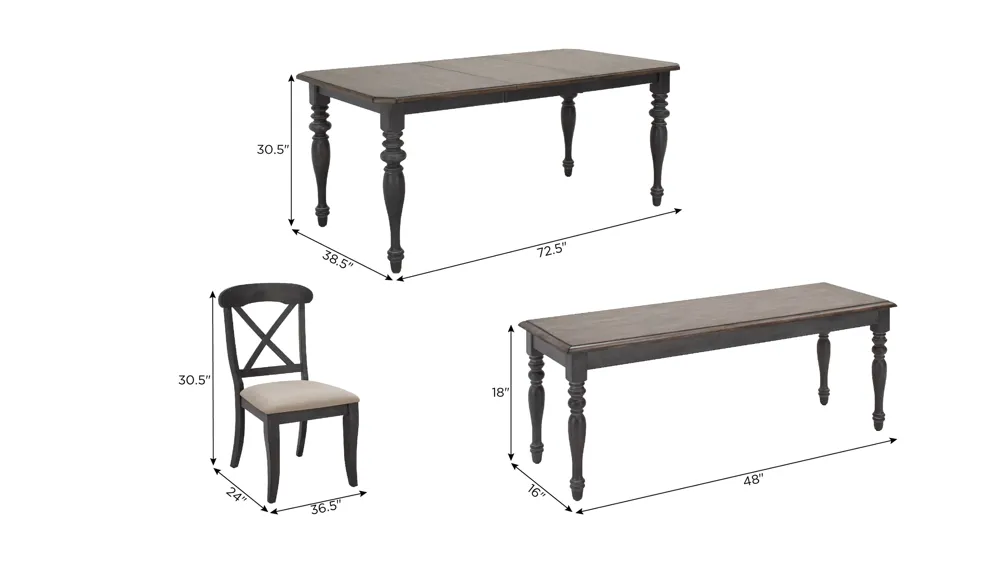 Charleston 6-pc. Dining Set Dimensions