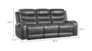 Greenway Double Reclining Sofa w/ Cup Holders and USB Port