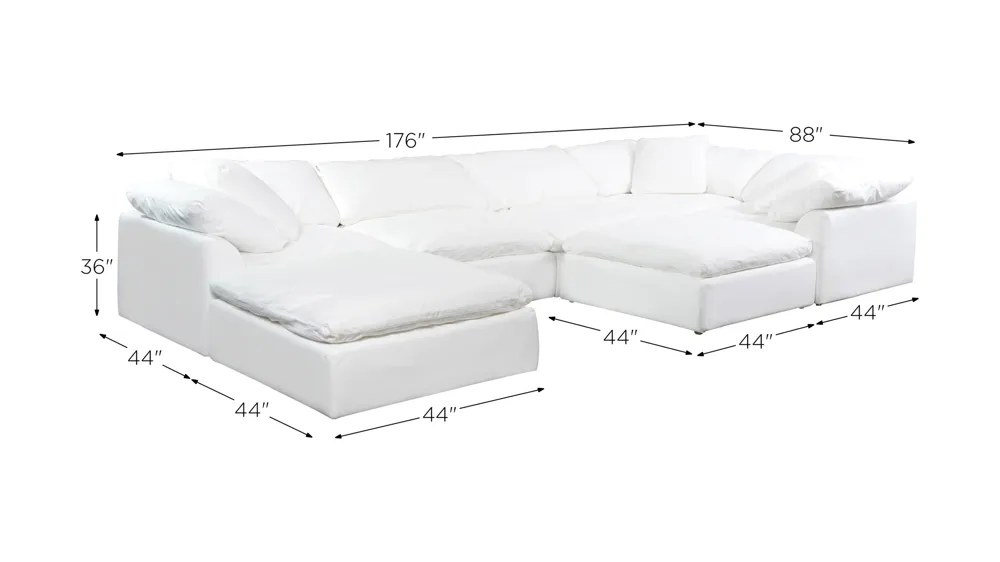 Puff Slipcover 7-pc. Sectional Dimensions