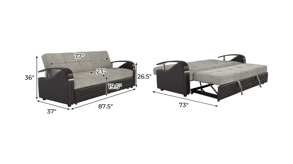 Jayson 2-pc. Klik Klak Pop-Up Sleeper Sofa Dimensions