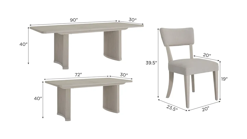 Vera 5-pc. Dining Set Dimensions