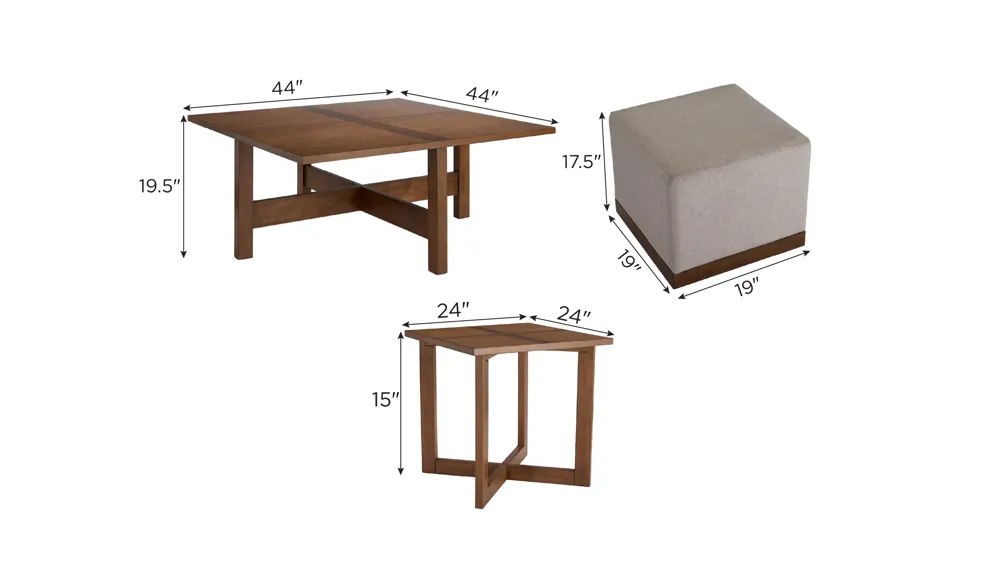 Beau 3-pc. Occasional Tables Dimensions