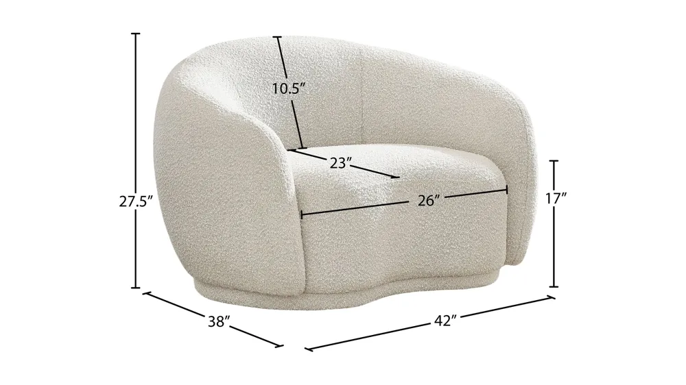 Hyde Boucle Fabric Chair Dimensions