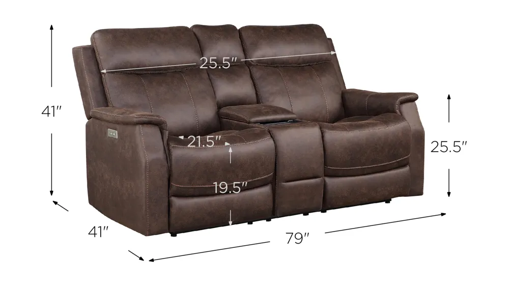 Valencia Dual Power Reclining Loveseat Dimensions