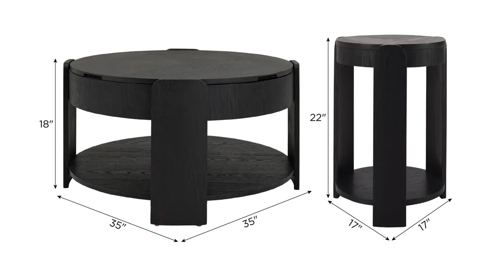 Midland 3-pc. Occasional Table Set w/ Casters Dimensions