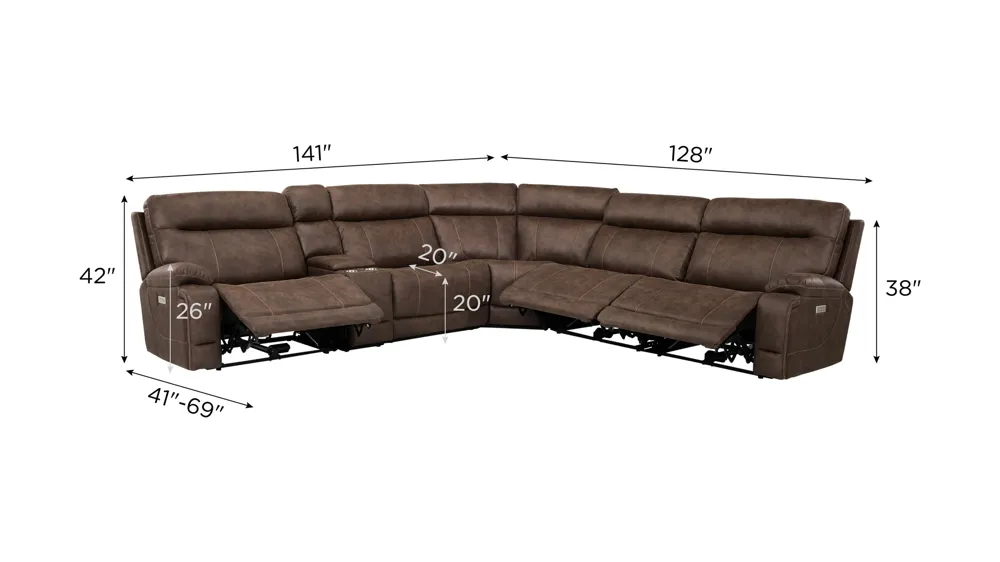 レジーナ FB-606 Gates 6-pc. Dual Power Sectional | Raymour & Flanigan