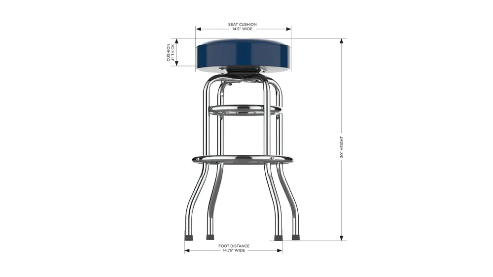 NFL Backless Swivel Bar Stool Dimensions