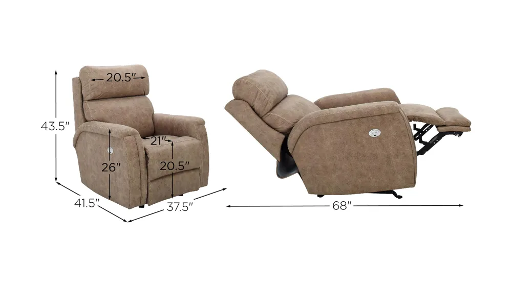 Blake Microfiber Power Rocker Recliner w/ Power Headrest Dimensions