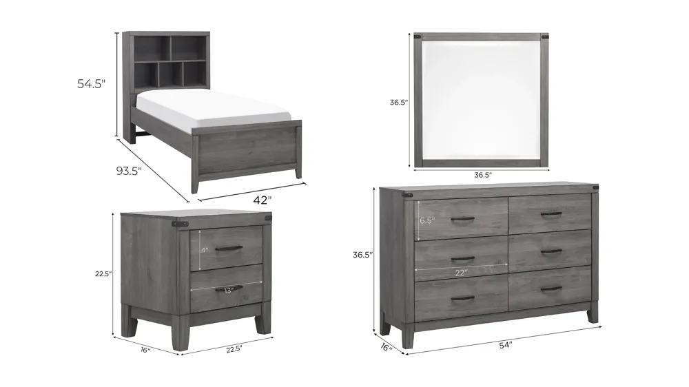 Piper 4-pc. Bedroom Set Dimensions