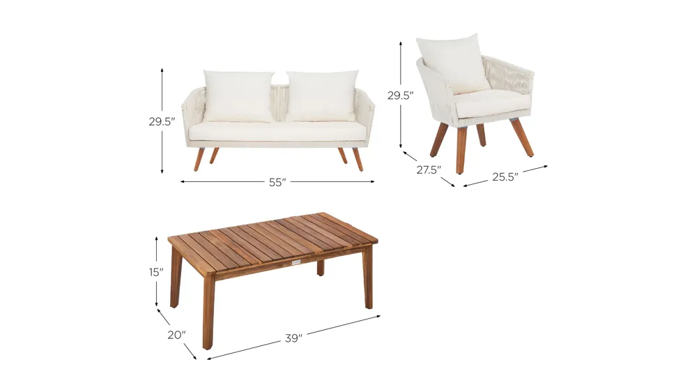 Velso 4-pc. Patio Set Dimensions