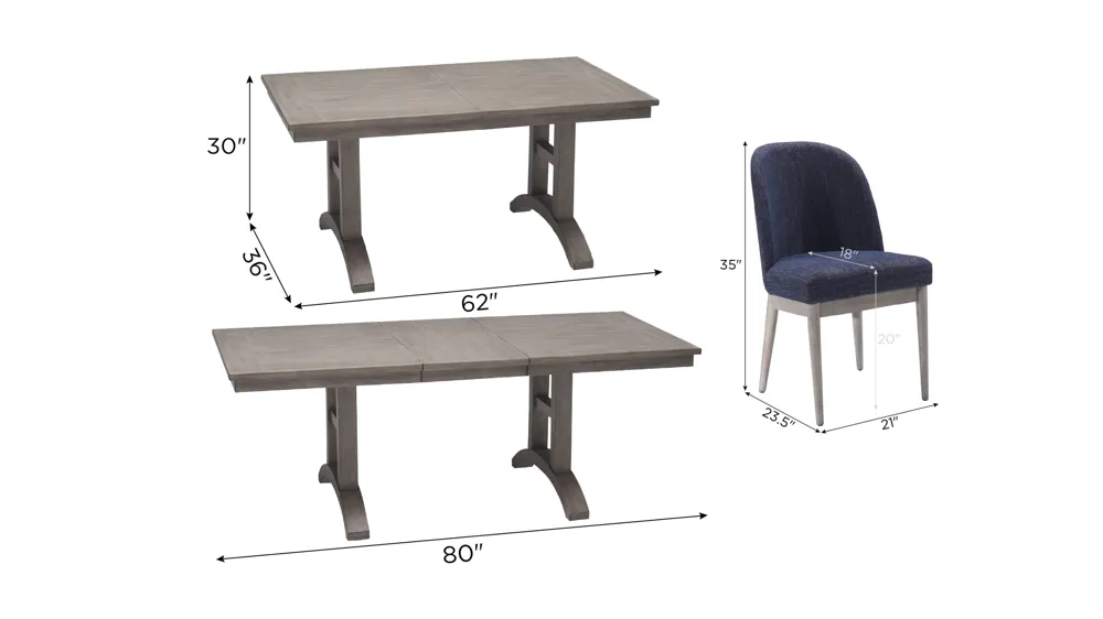 Zager 5-pc. Dining Set Dimensions