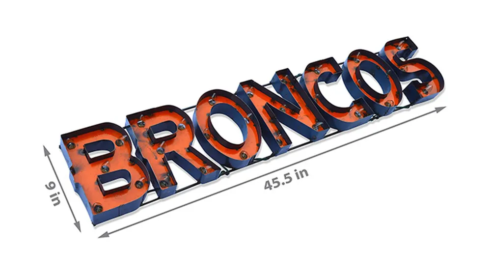 NFL Lighted Recycled Metal Sign Dimensions