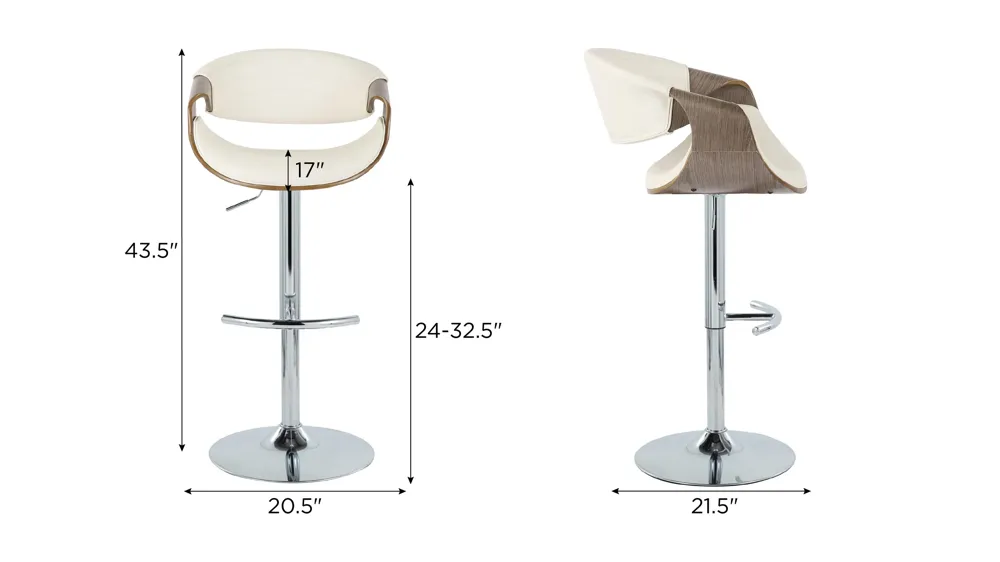 Symphony Adjustable Barstool - Set of 2 Dimensions