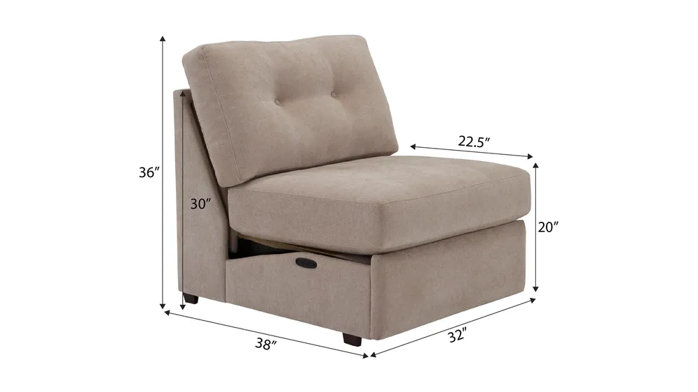 ModularOne Armless Power Recliner Dimensions