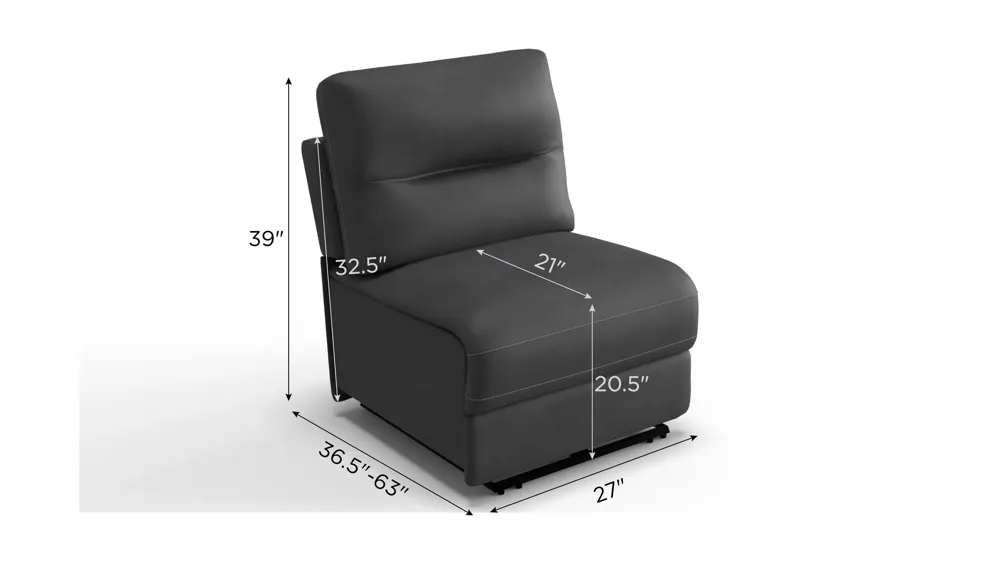 Rockland Microfiber Armless Power Recliner Dimensions