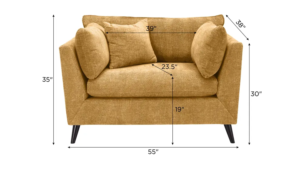 Caruso Chair and a Half Dimensions