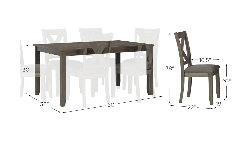 Nash 7-pc. Dining Set Dimensions