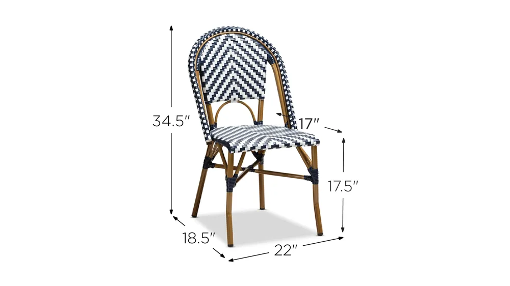 Celie Outdoor Stackable Bistro Dining Chair Dimensions
