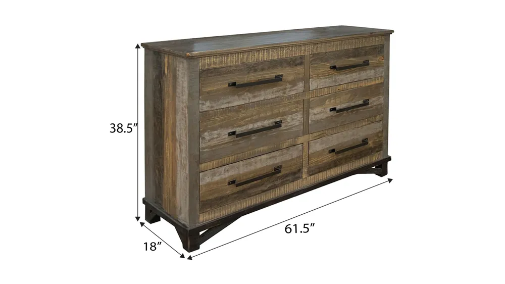 Loft Brown 6 Drawer Dresser Dimensions
