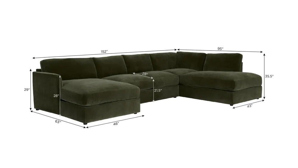 Everest 3-pc. Sectional Dimensions