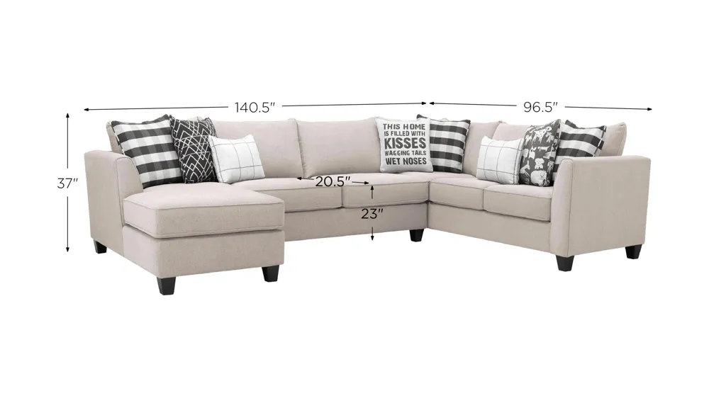 Daine 3-pc. Sectional Sofa w/ Full Sleeper Dimensions