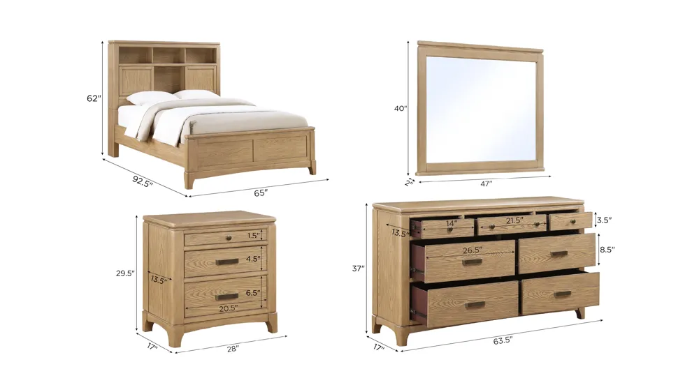 Drayton 4-pc. Bedroom Set Dimensions