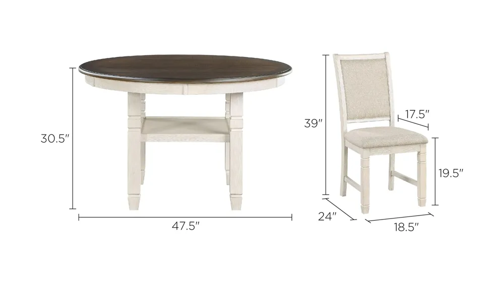 Arlana 5-pc Dining Set Dimensions