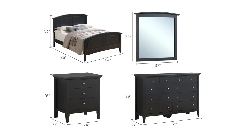 Hammond 4-pc. Panel Bedroom Set Dimensions