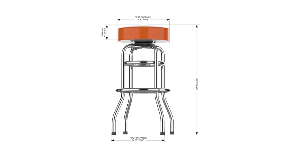 MLB Backless Swivel Bar Stool Dimensions