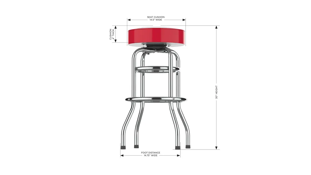 NCAA Backless Swivel Bar Stool Dimensions
