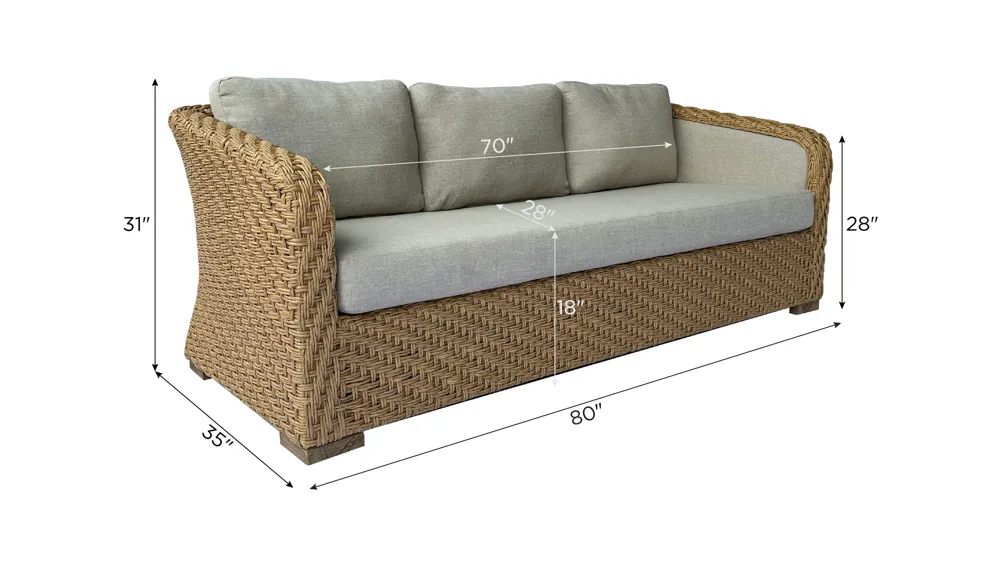 Sahara Outdoor Wicker Sofa Dimensions