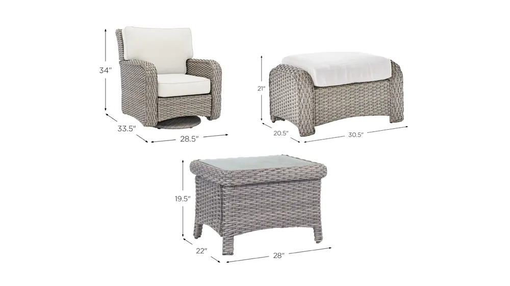 St Tropez 3-pc. Outdoor Living Set Dimensions