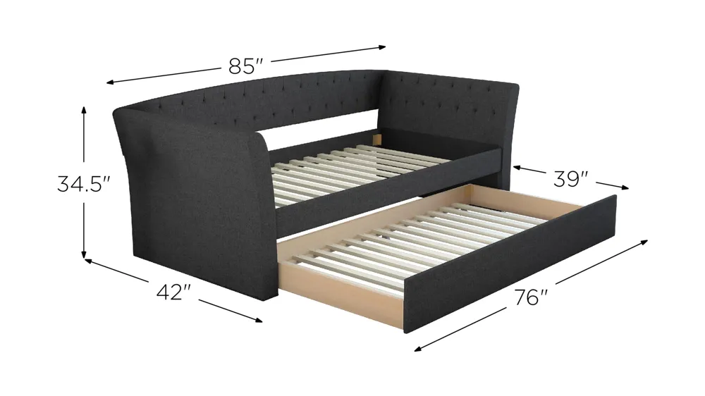 Neville Daybed and Rolling Trundle Set Dimensions