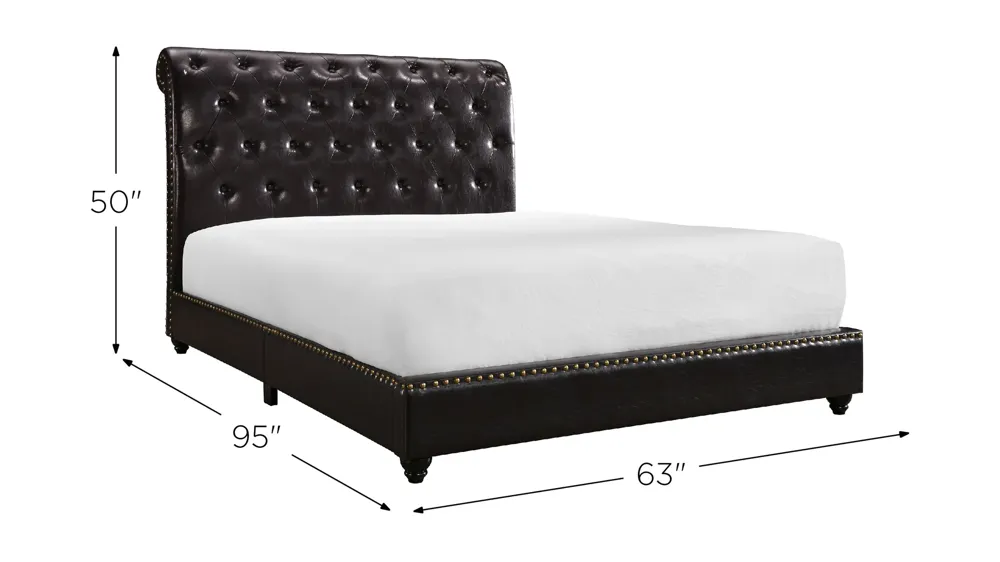 Janine Upholstered Platform Bed w/ USB Dimensions