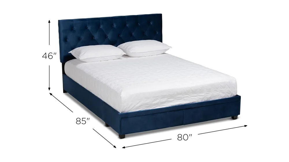Caronia Upholstered 2-Drawer Platform Storage Bed Dimensions