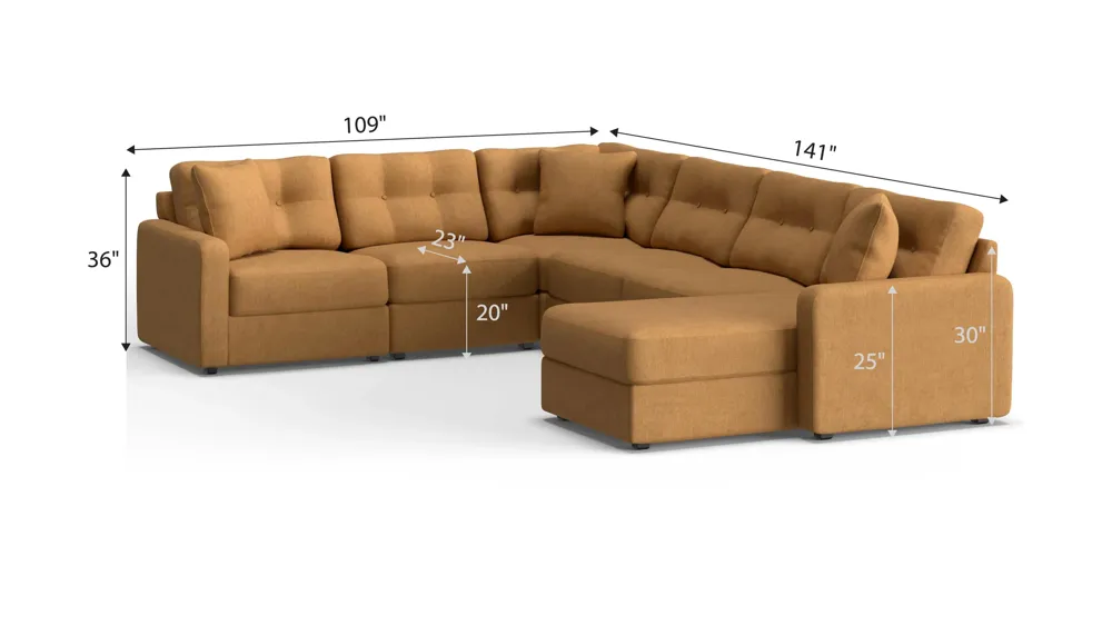 ModularOne 6-pc. Sectional Dimensions