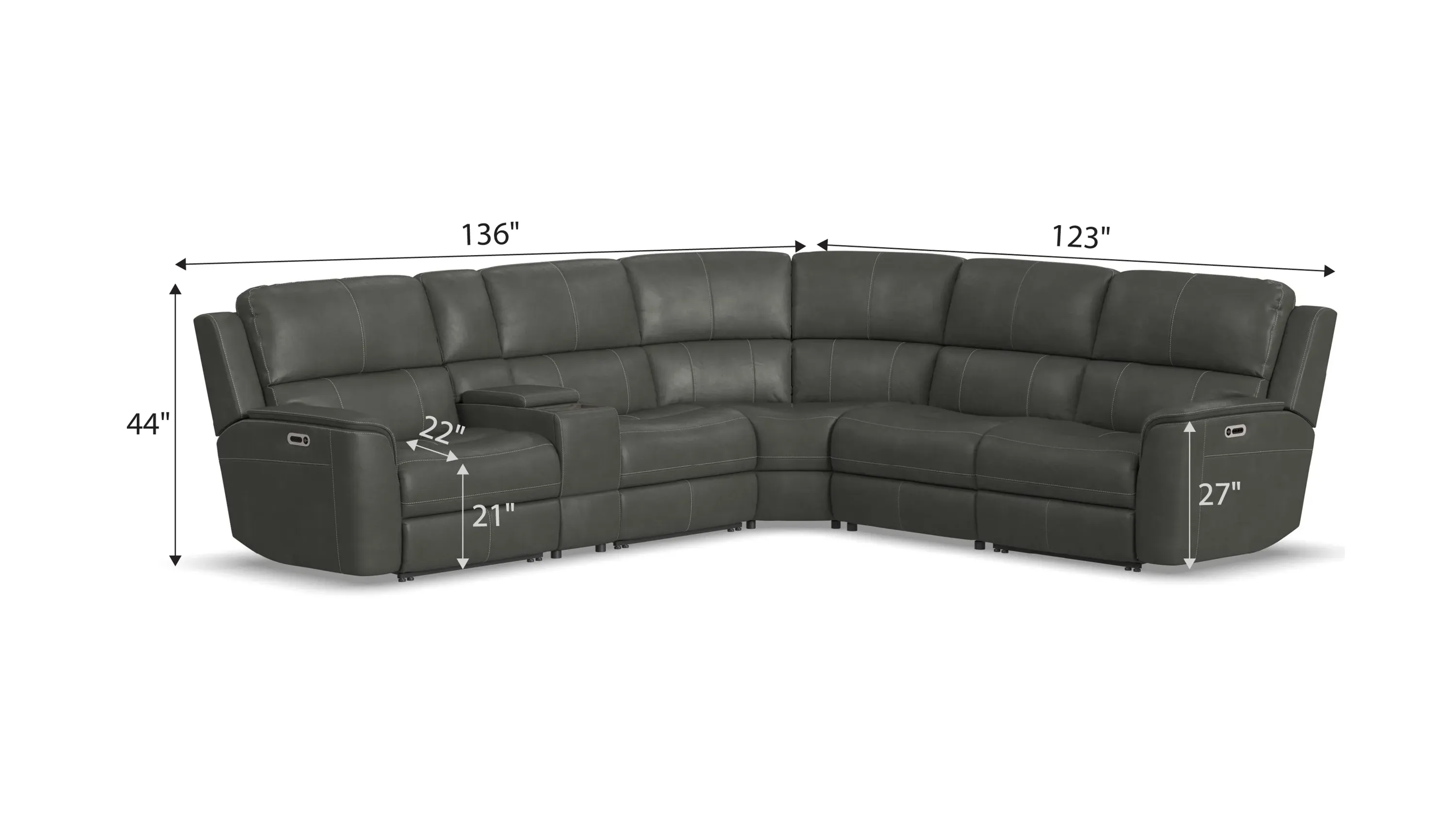 Henrick 6-pc. Triple Power Leather Sectional | Raymour & Flanigan