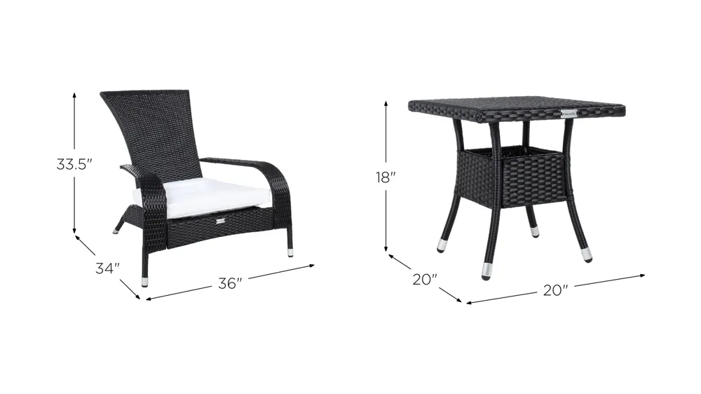 Anaheim 3-pc. Patio Set Dimensions