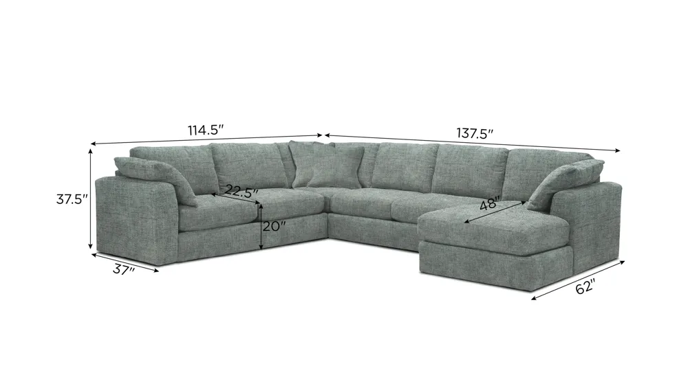Nappily 4-pc. Sectional Dimensions