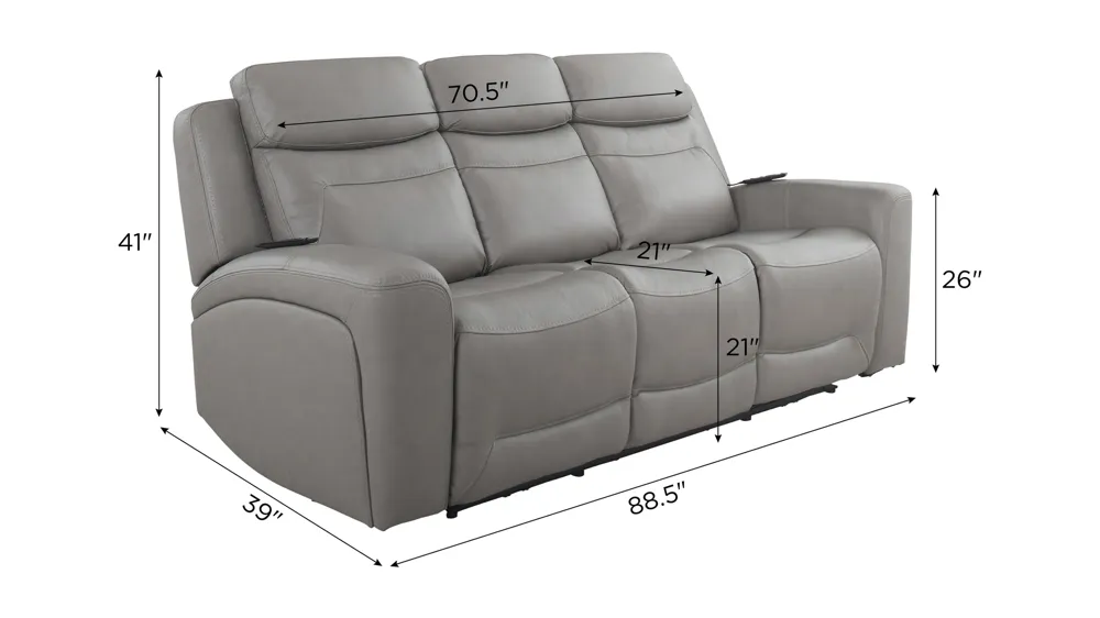 Morgenthal Triple Power Sofa w/ Heat & Massage Dimensions