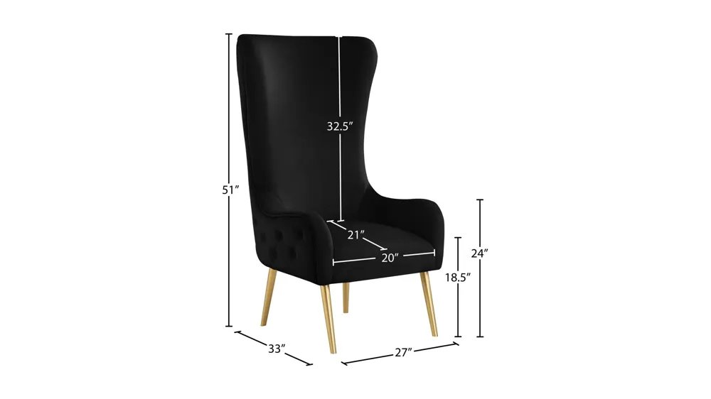 Alexander Velvet Accent Chair Dimensions