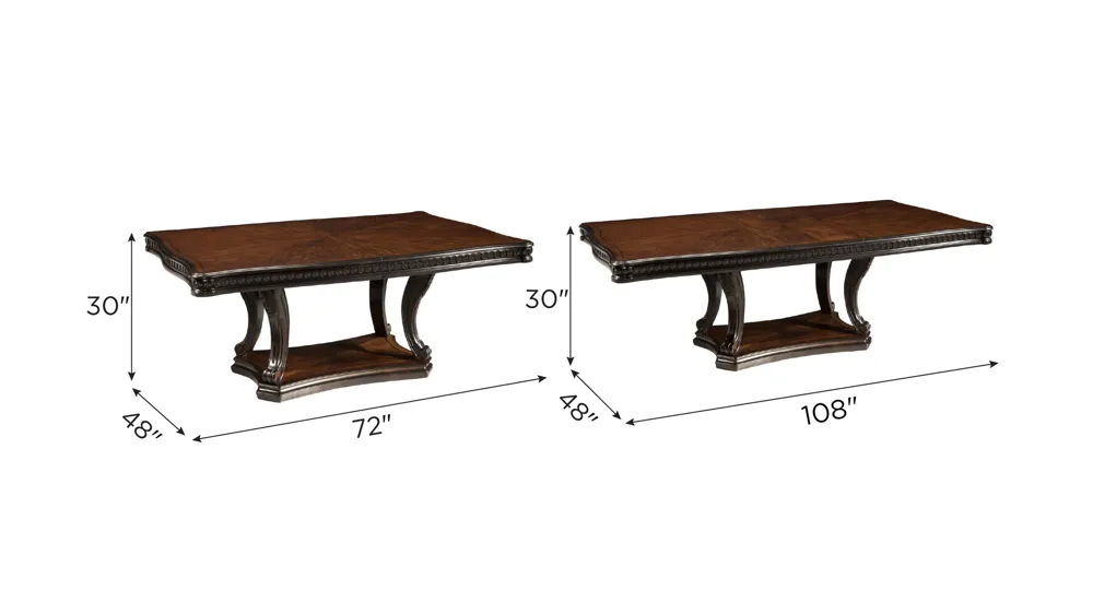 Bradford Heights Pedestal Dining Table w/Leaves Dimensions