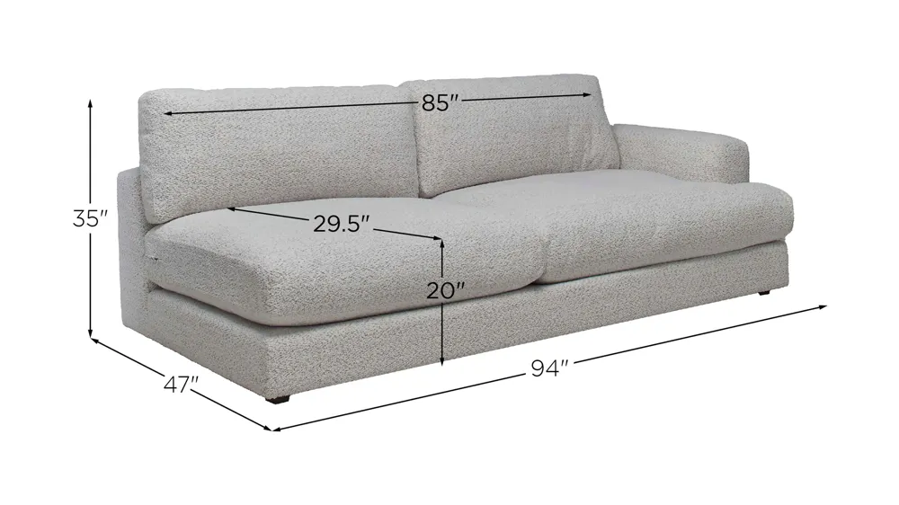 Montecito Right-Arm Facing Loveseat Dimensions