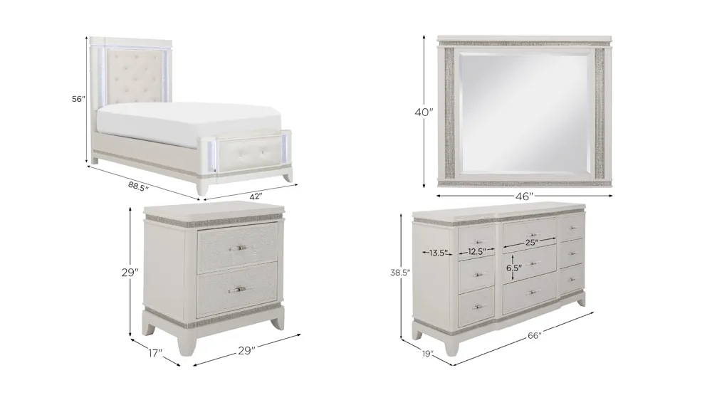 Carmelita 4-pc. Bedroom Set Dimensions