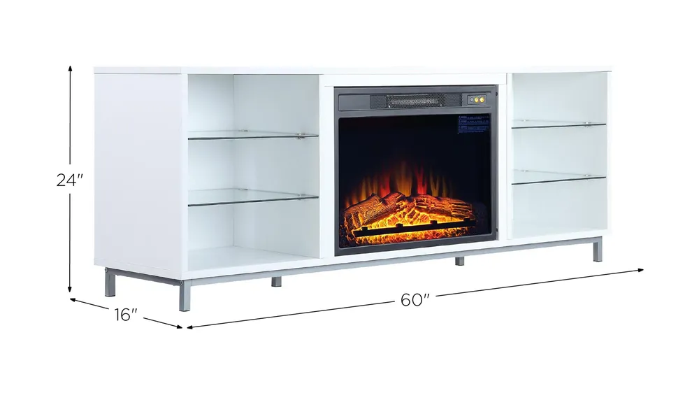 Brighton 60" TV Stand with Fireplace Dimensions