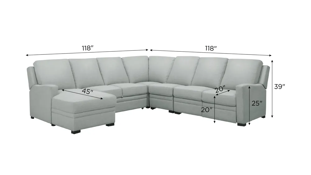 Poppy 5-pc. Power Sectional w/ Pop-Up Sleeper Dimensions