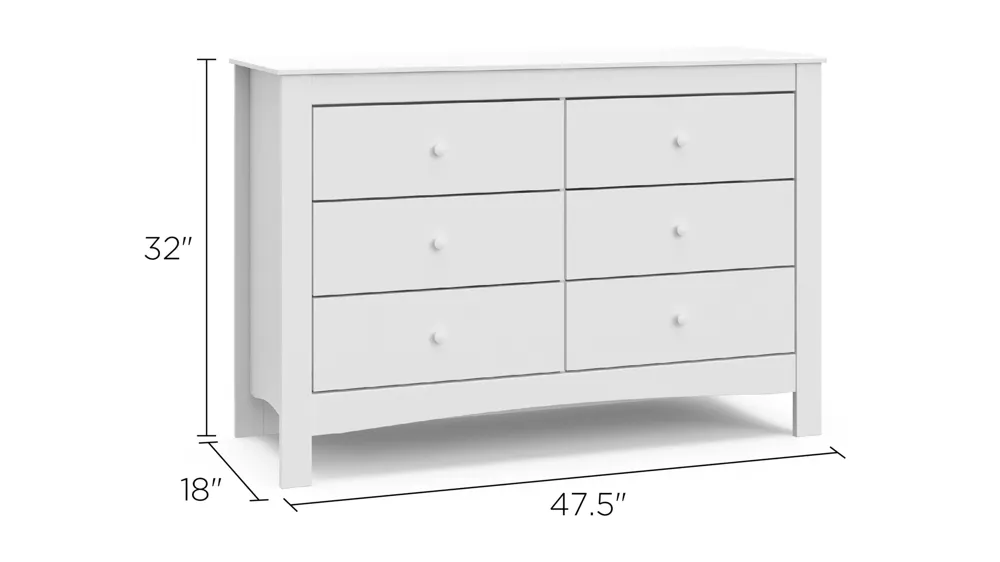 Nolan 6-Drawer Dresser Dimensions