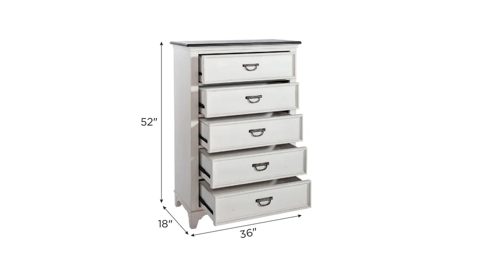 Shelby Small 5 Drawer Chest Dimensions
