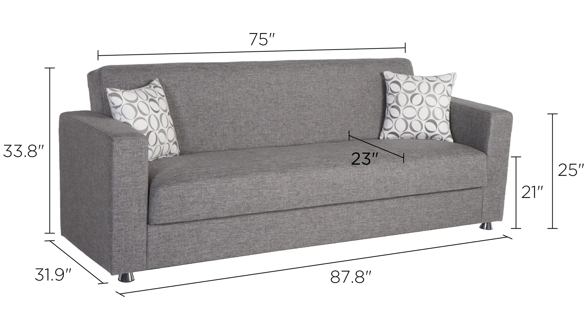 Tokyo Contemporary Fabric Sofa Bed with Storage Gray