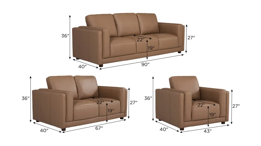 Marni Leather Living Room Set Dimensions